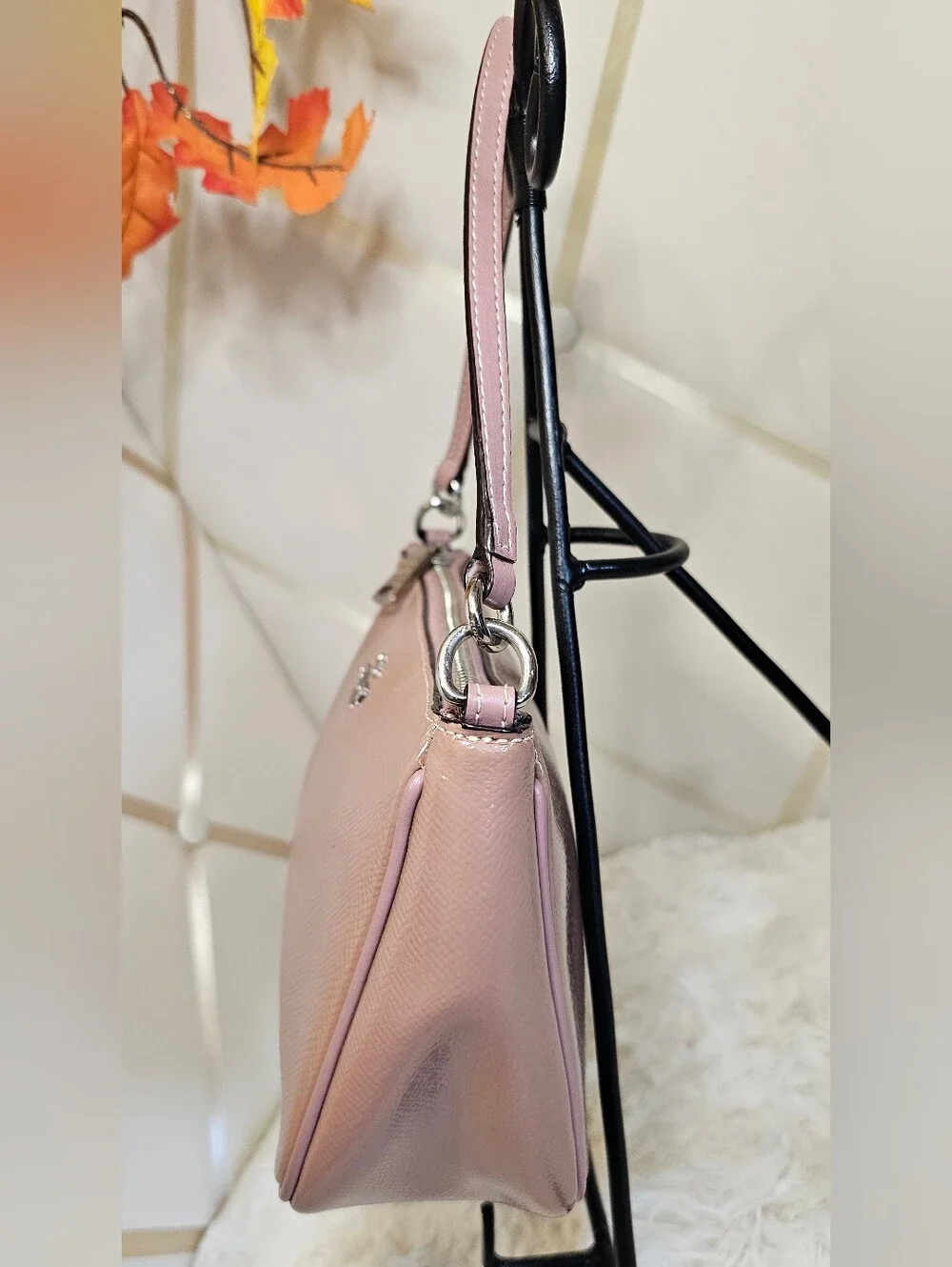 Coach Patent Leather Top Handle Pouch Crossbody Bag